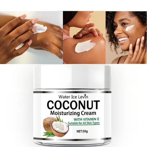 50g Coconut Oil Moisturizing Cream |   Collagen and Vitamin E |   Alcohol-Free |   Suitable for All Light Skin Tones |   Moisturizing Formula Containing Hyaluronic Acid and Retinol
